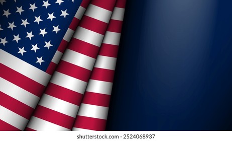 Folded flag of Usa graphic and label. Element of impact for the use you want to make of it.