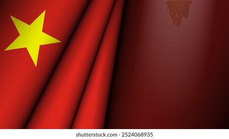 Folded flag of Vietnam graphic and label. Element of impact for the use you want to make of it.