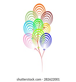 Folded flying balloons connected with twine