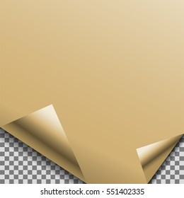 Folded gold foil blank vector note planner sticker.