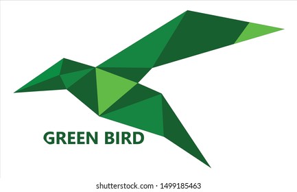 folded green bird logo model
