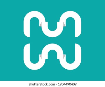 Folded H or MW Logo. simple letter for comercial use, for business or your company.