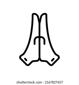 Folded hand icon vector. Hand Gesture Icon. Line icon style. Simple design illustration editable