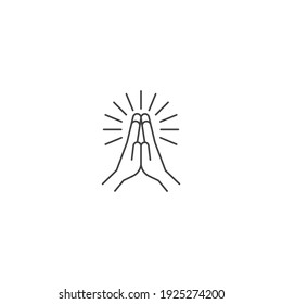 Folded hand, praying. Vector icon template