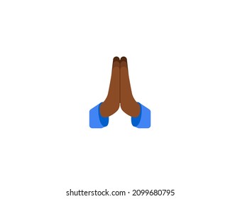 Folded Hands Emoji Gesture Medium Dark Skin Tone. Medium Dark Skin Tone Folded Hands emoticon gesture