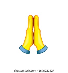 Folded Hands Emoji - Praying Emoticon - Isolated Vector Illustration