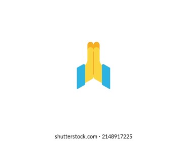 Folded Hands Gesture Emoticon. Vector Folded Hands Emoji