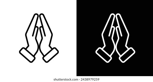 Folded Hands Gesture Icon. Respect and Gratitude Symbol. Namaste and Thank You Sign