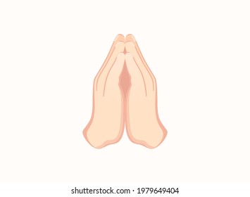 Folded hands icon. Hand gesture emoji vector illustration.
