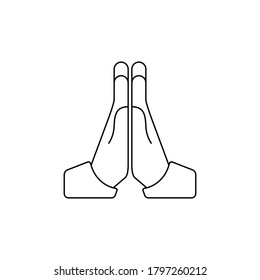 Folded hands icon, prayer, hands in prayer. Vector illustration isolated on white background.