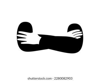 Folded hands on white background. Crossed arms Minimal and creative design. Folded arms Vector illustration