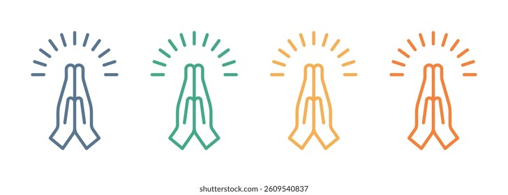 Folded Hands outline style icon 