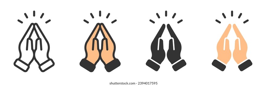 Folded hands. Pray icon, gratitude symbol