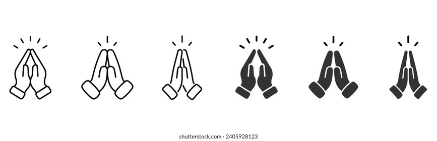 Folded hands. Pray icon, gratitude symbol