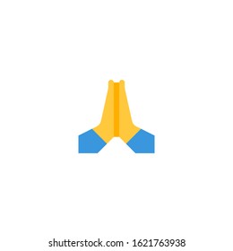 Folded Hands Vector Flat Icon. Isolated Praying, Raising Hands Emoji Illustration 