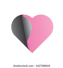 Folded heart logo. love shape icon