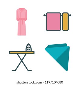 folded icon set. vector set about iron board, towels, bathrobe and napkin icons set.