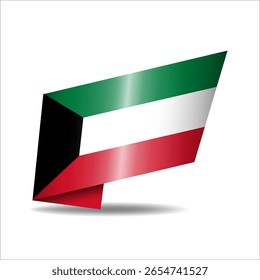 Bandera nacional de Kuwait doblada, brillando con una sombra.