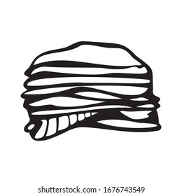 Gedeckte Wäsche und Bügeleisen. Vektorillustration-Illustration im Kunststil. Einzeln auf weißem Hintergrund.