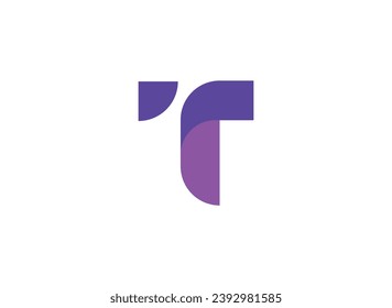 folded letter T logo with blank background