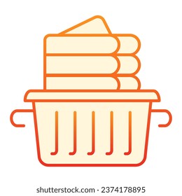 Icono plano de lino doblado. Ropa de lavado con íconos rojos de cesta en un estilo moderno y plano. Toallas dobladas de diseño de gradiente, diseñado para web y aplicación. Eps 10