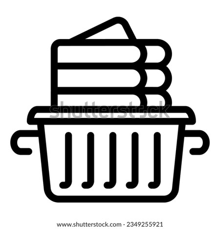 Folded linen line icon. Laundry clothes in basket vector illustration isolated on white. Folded towels outline style designed for and app.