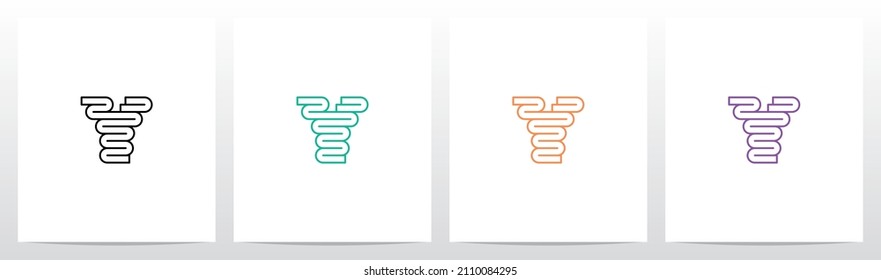 Folded Lines Letter Logo Design Y