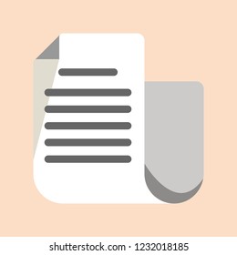 Folded long paper document flat icon vector illustration. 