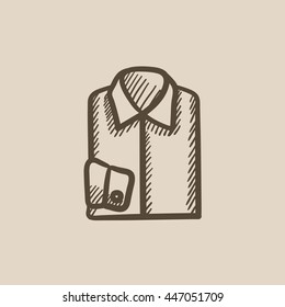 Folded male shirt vector sketch icon isolated on background. Hand drawn Folded male shirt icon. Folded male shirt sketch icon for infographic, website or app.