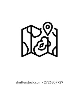Mapa dobrado com alfinete de destino e rosa bússola, ilustrando viagem global, direção, exploração e orientação geográfica