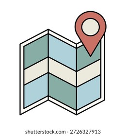 Ícone de mapa dobrado representando navegação, planejamento de viagem, orientação de localização e exploração de destino.