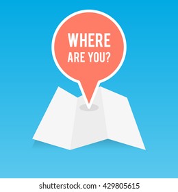 Folded map with a location pin