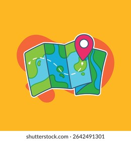 Gefaltete Karte mit Pin-Symbolgrafik