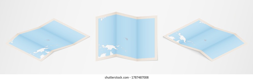 Mapa doblado de las Islas Marshall en tres versiones diferentes. Mapa vectorial de las Islas Marshall.
