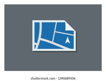 folded map paper simple flat icon