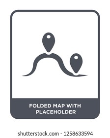 folded map with placeholder icon vector on white background, folded map with placeholder trendy filled icons from Nautical collection, folded map with placeholder simple element illustration