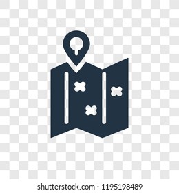 Folded Map with Placeholder vector icon isolated on transparent background, Folded Map with Placeholder transparency logo concept