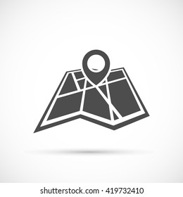 Folded map with point icon
