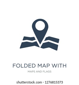 folded map with position mark icon vector on white background, folded map with position mark trendy filled icons from Maps and Flags collection, folded map with position mark vector illustration