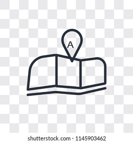 Folded map with position mark vector icon isolated on transparent background, Folded map with position mark logo concept