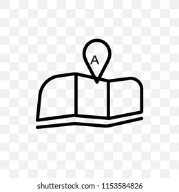 Folded map with position mark vector icon isolated on transparent background, Folded map with position mark logo concept