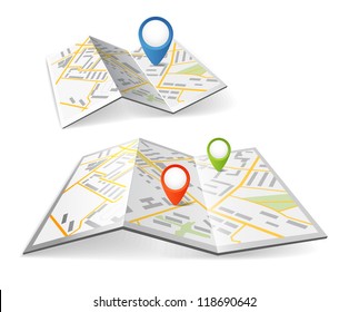 Folded maps with color point markers