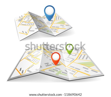 Folded maps with color point markers