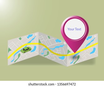 Folded Maps Navigation Point Markers Concept Stock Vector (Royalty Free ...