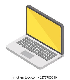 Folded mini computer, laptop 3d icon