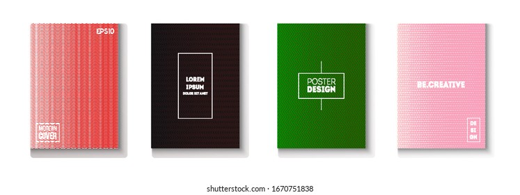 Folded Minimal Cover Vector Set. 80s Neon Music Poster. Light Magazine Page. Cool Technology Background. Pattern Gradient Overlay Business Folder. Minimal Covers Set. Modern Flyer Texture Design.