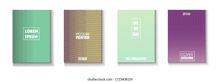 Conjunto de vectores de tapa mínima plegados. Afiche musical Neon de los años 80. Diseño Gráfico De Volante Moderno. Fondo de Tecnología Genial. Carpeta de trabajo de superposición de degradado texturizado. Juego de tapas mínimas. Página de Glam Magazine.