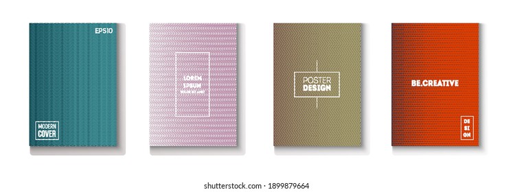 Folded Minimal Cover Vector Set. 80s Neon Music Poster. Modern Flyer Texture Design. Light Magazine Page. Pattern Gradient Overlay Business Folder. Minimal Covers Set. Cool Technology Background.