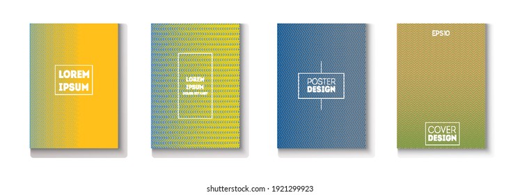 Folded Minimal Cover Vector Set. Pattern Gradient Overlay Business Folder. Cool Technology Background. Light Magazine Page. 80s Neon Music Poster. Minimal Covers Set. Modern Flyer Texture Design.