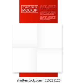 Folded mockup isolated on red and white background. Red Line series. Ready for your design. Vector Illustration.